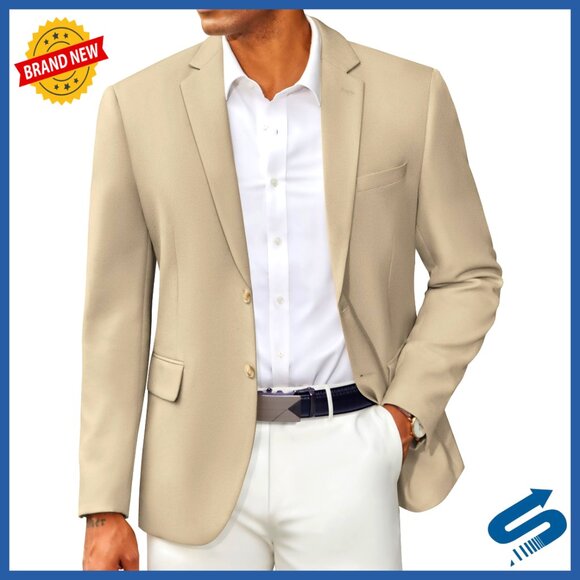 Slim Fit Two Button Blazer Lightweight Sport Coat Business Casual Jacket